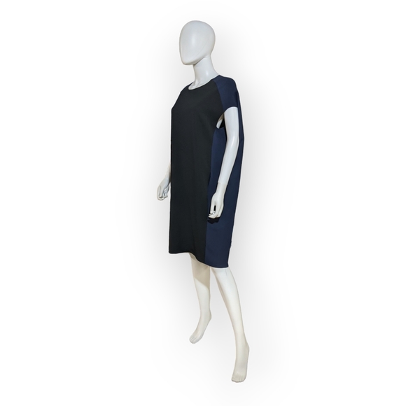 Calvin Klein Collection Black/Navy Blue Color-block Shift Dress, 2 - Picture 3 of 8